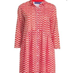 ♦️Beautiful Print Ro’s Garden 100% cotton 3/4” Sleeve collared shirt dress